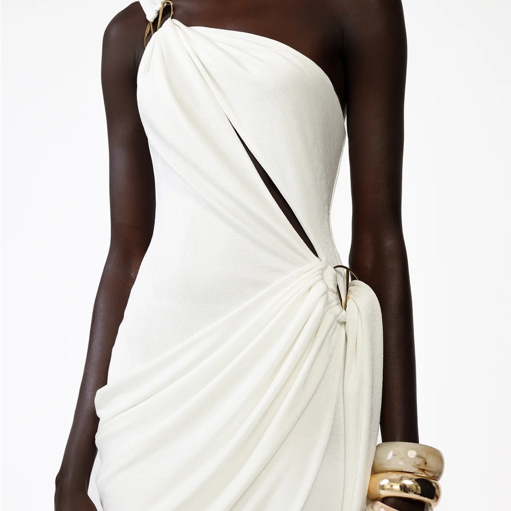 Khanums Klex White One-Shoulder Mini Dress